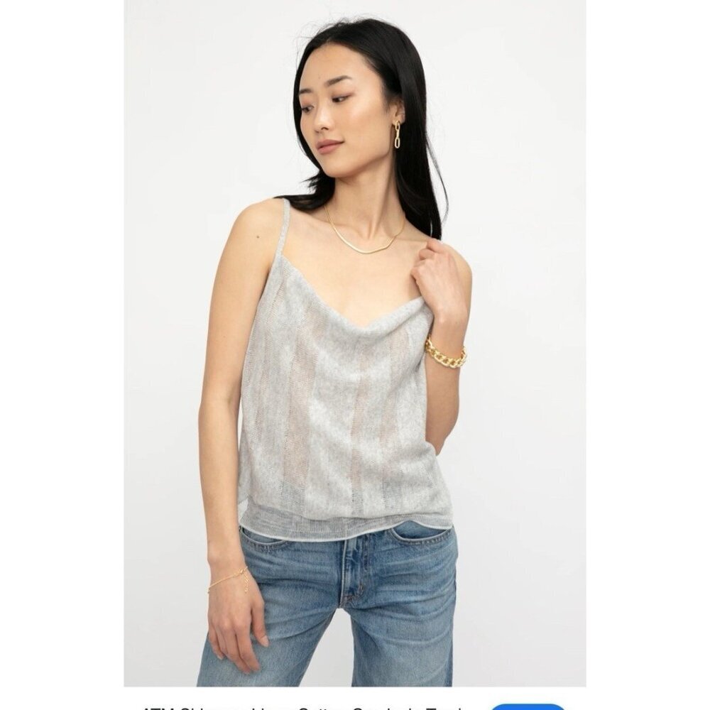 ATM Anthony Thomas Melillo Shimmer Linen Cotton Cami Top Gray Size M